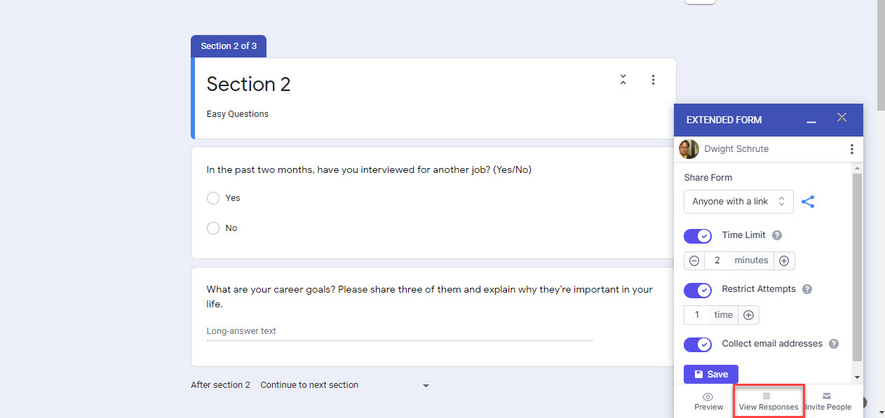 Extended Forms Configuration - Navigating to More Extended Forms Settings