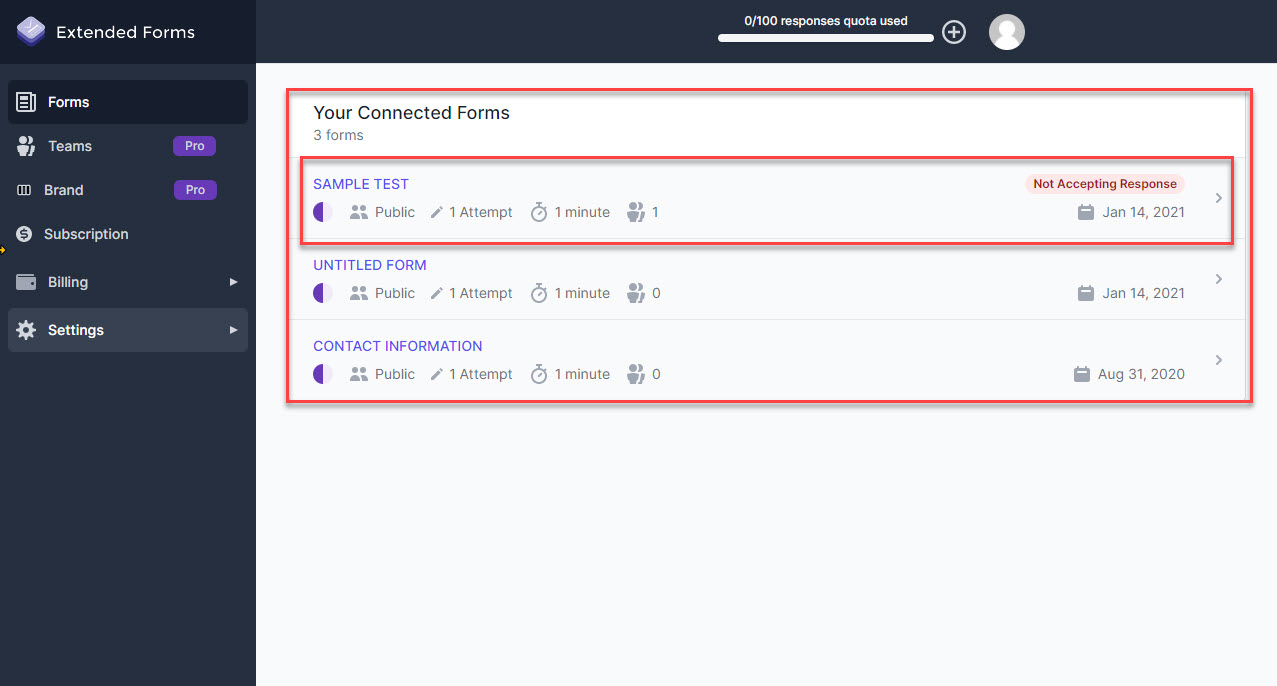 Extended Forms Configuration - Navigating to More Extended Forms Settings