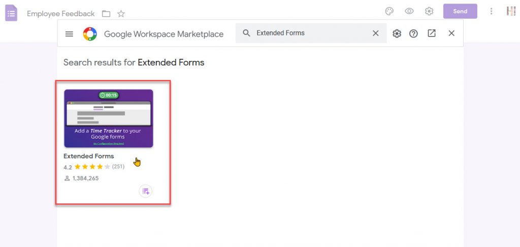 Installing Extended Forms from Google Forms Addons Menu -2