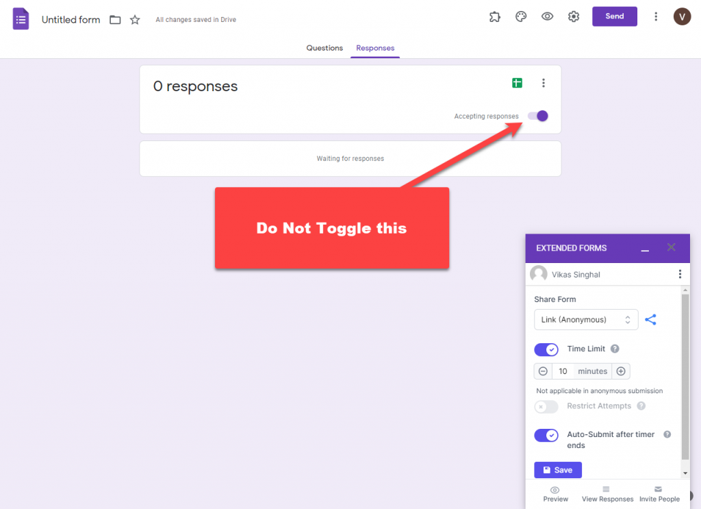 Do not Toggle - Google Forms