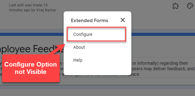 Configure - option is not visible - Extended Forms