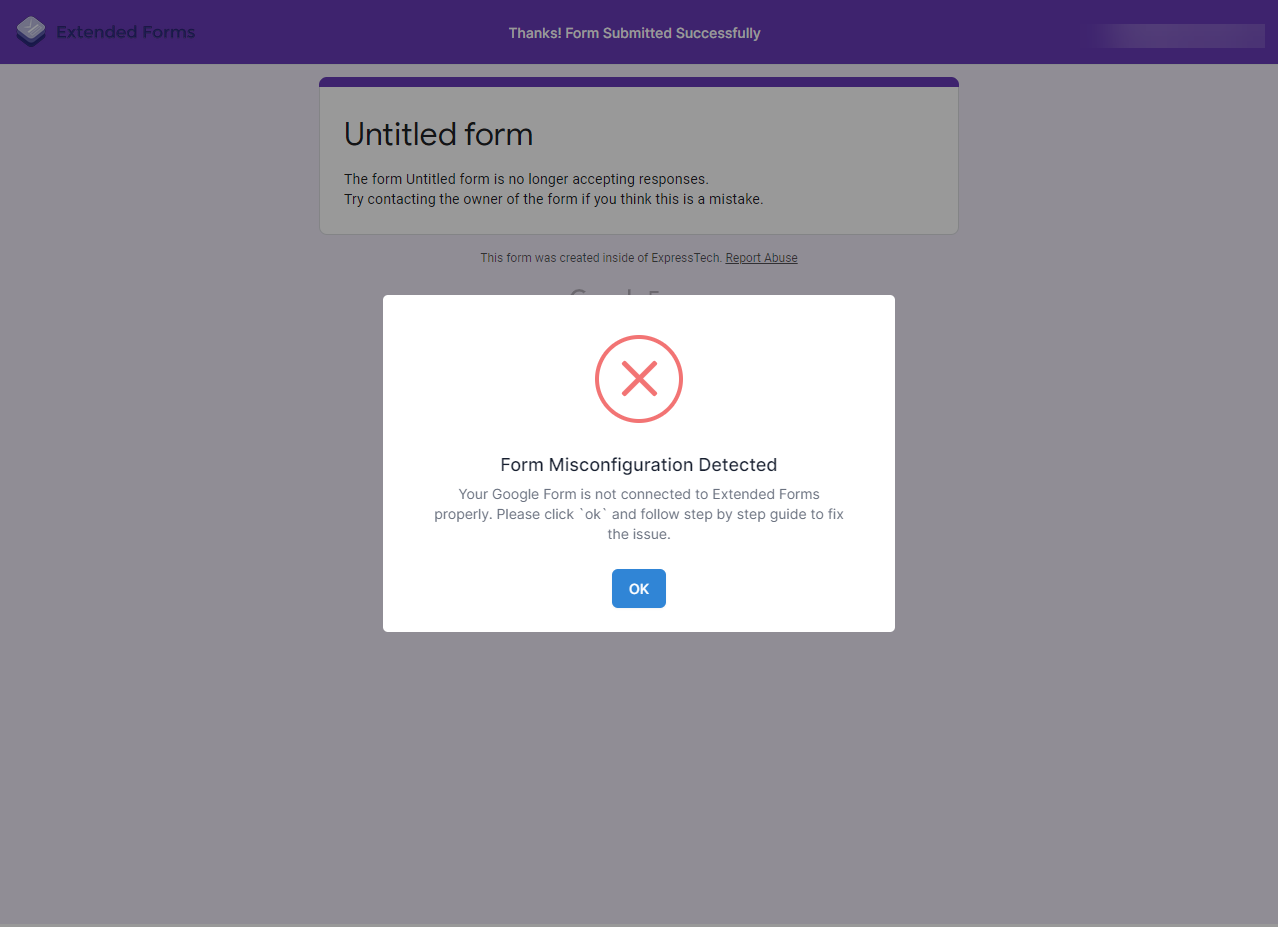 Form Stopped Accepting Responses Error