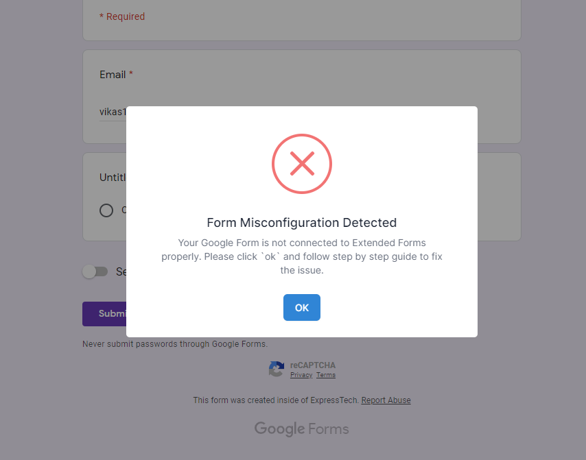 Re-Captcha Error - Error Code 4 -Form Misconfiguration Detected